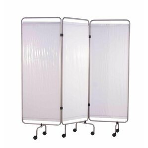 Paravent inox Holtex - Panneaux avec rideaux tendus blancs lavables